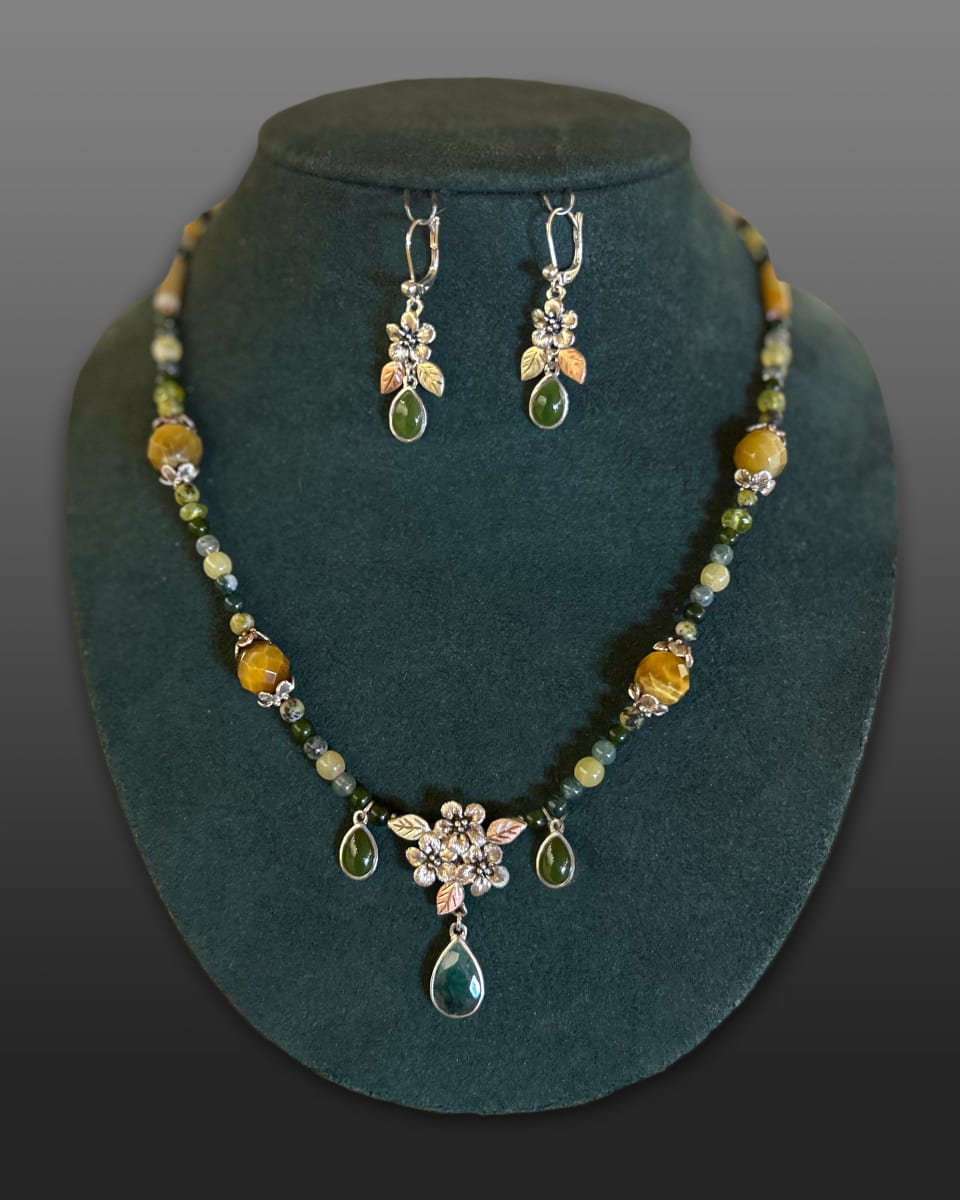 Forget Me Not Earrings & Necklace by Ildiko Wagner 