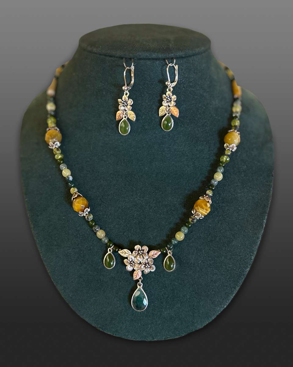 Forget Me Not Earrings & Necklace by Ildiko Wagner, Image 8.