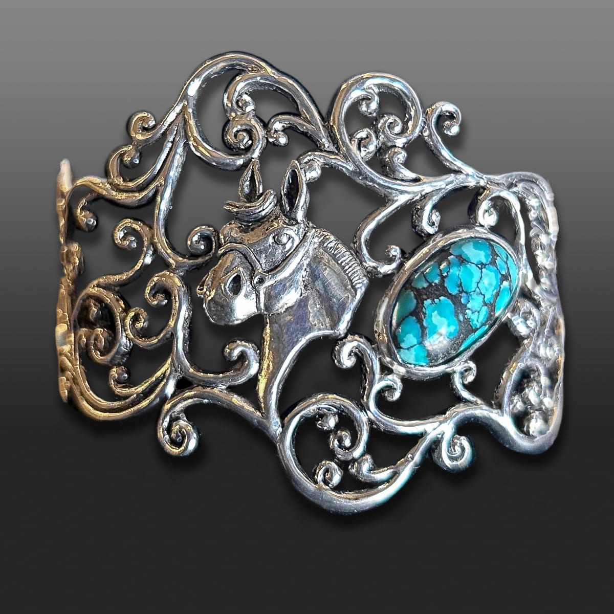 Horse & Turquoise Cuff by Rodger Wagner 