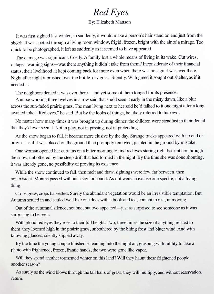 Red Eyes by Elizabeth Mattson 