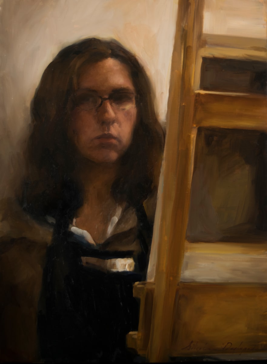SELF PORTRAIT WITH EASEL by Stephanie Deshpande 