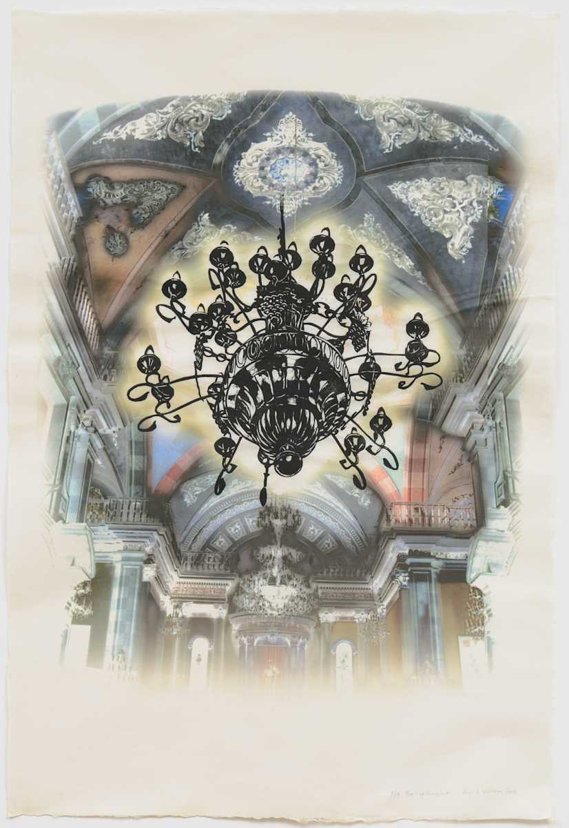 Architecture-Enlightenment (ed 4) by April Vollmer  Image: woodcut silver chandelier in an architectural space, both from Guanajuato, Mexico