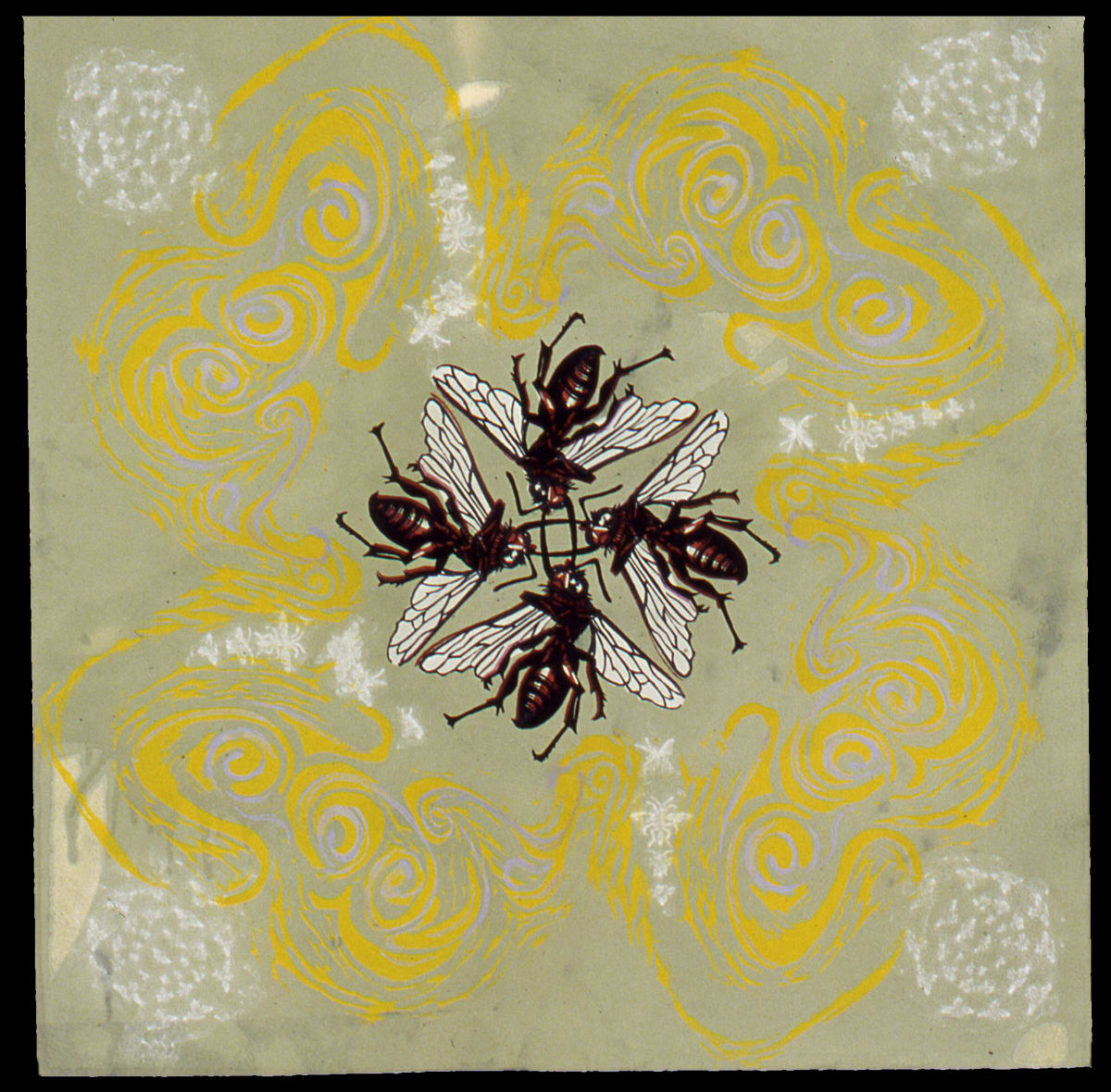 Vortex, Green (ed 6) by April Vollmer  Image: variable edition of six on green dyed misumi kozo, with hand coloring, pencil rubbing