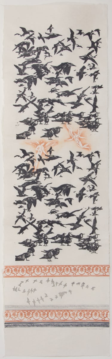 Tall Vesuvius Series: Daemons & Genii by April Vollmer  Image: flying hysterically, chaotically away from the pattern below