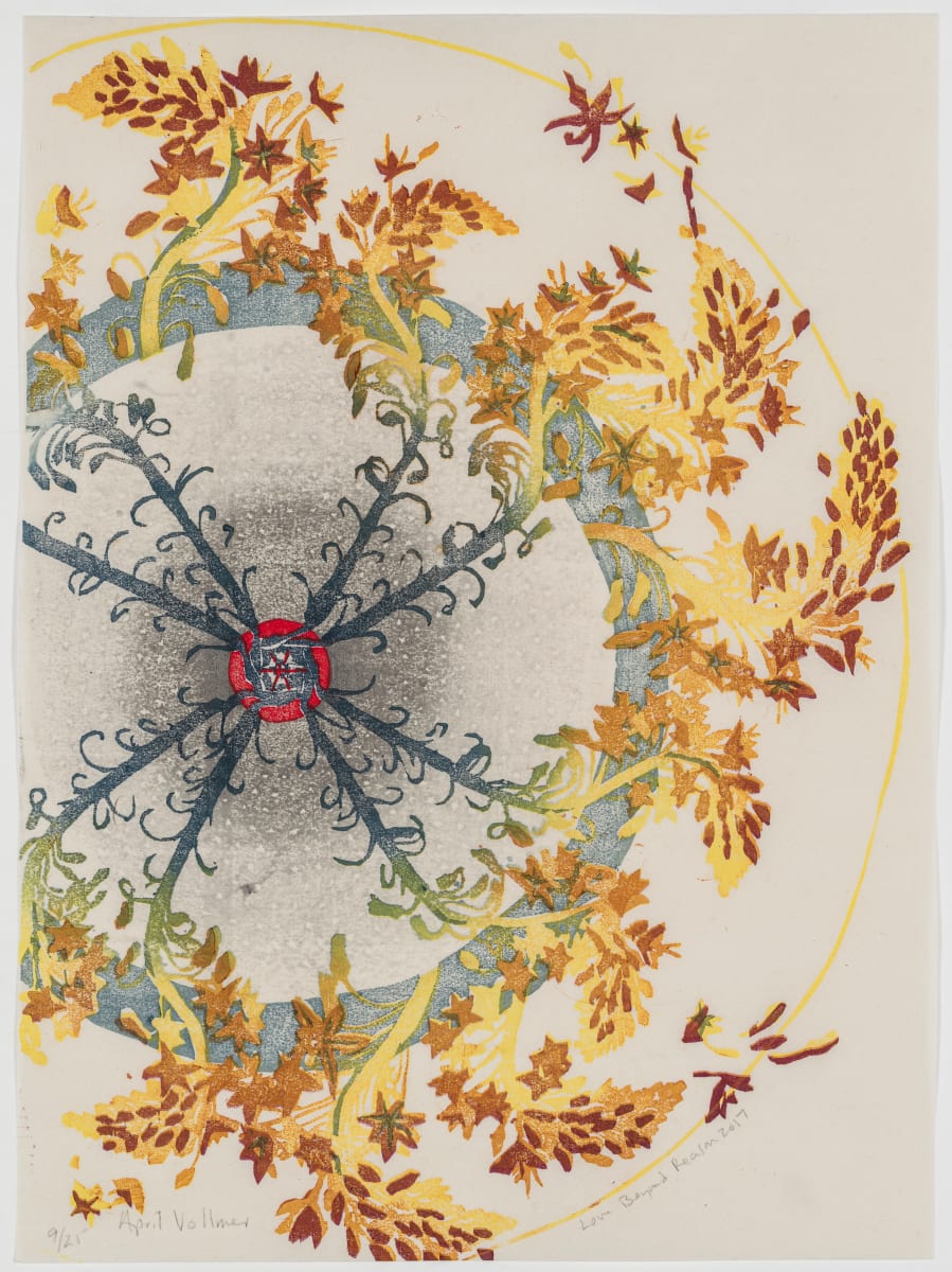 Love Beyond Reason (ed 25) by April Vollmer  Image: alternate warm colors printed with same blocks