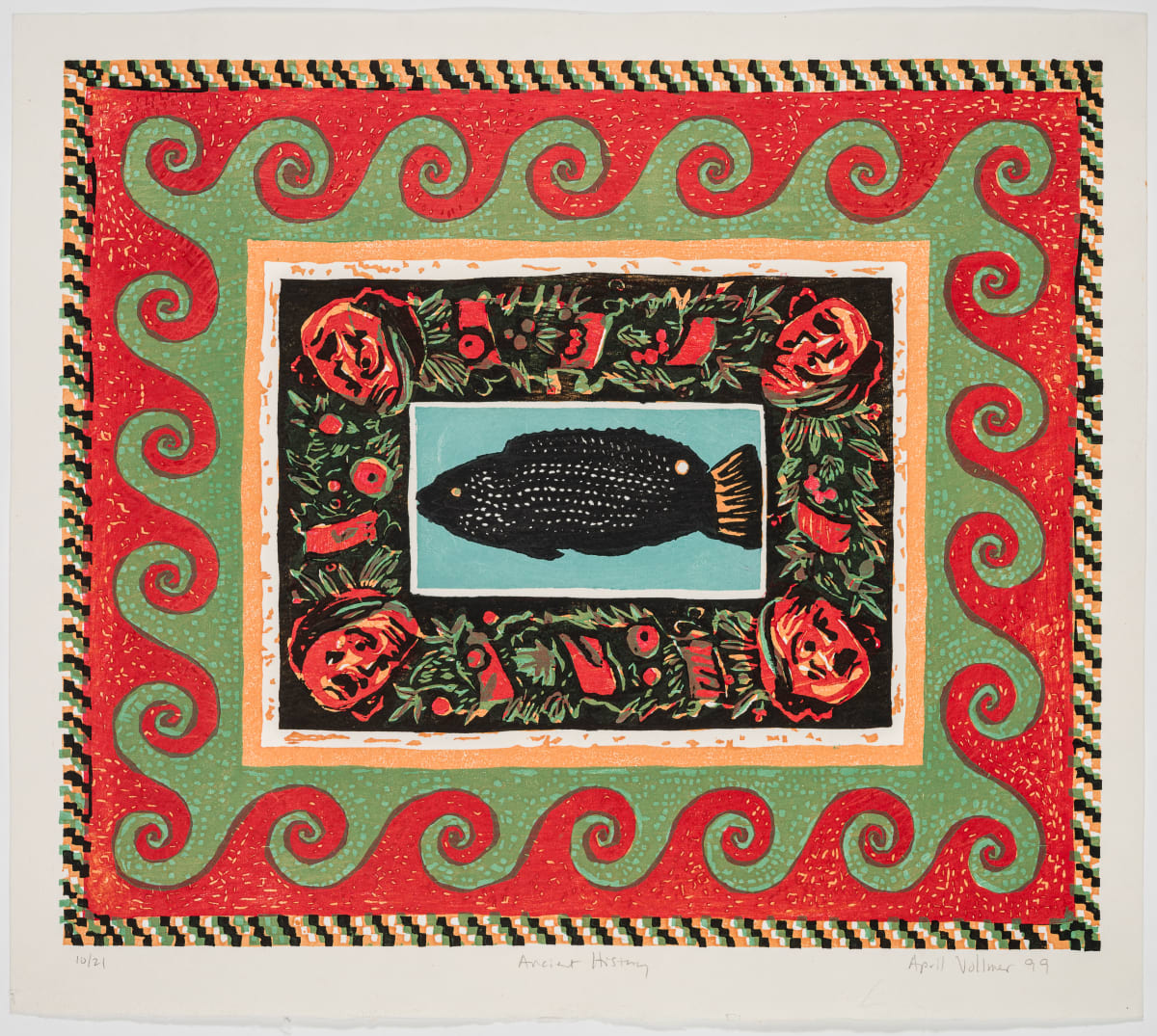 Ancient History by April Vollmer  Image: a Roman mosaic from Naples with a fish, creature of pattern
