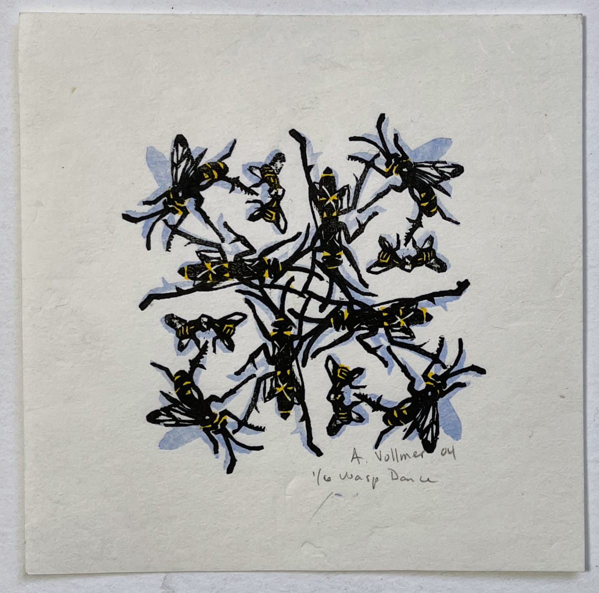 Wasps Squared/Wasp Dance (2004 solstice card) by April Vollmer, Image 1.