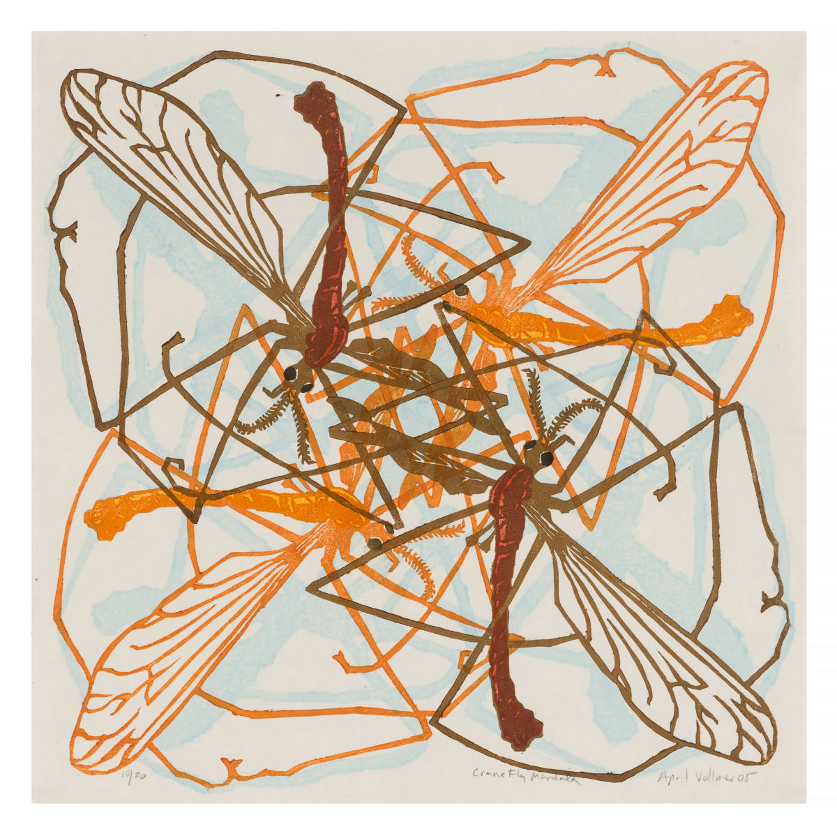 Cranefly Mandala by April Vollmer  Image: cranefly pattern of overlapping blocks, begun at Nagasawa Art Park and completed in my studio