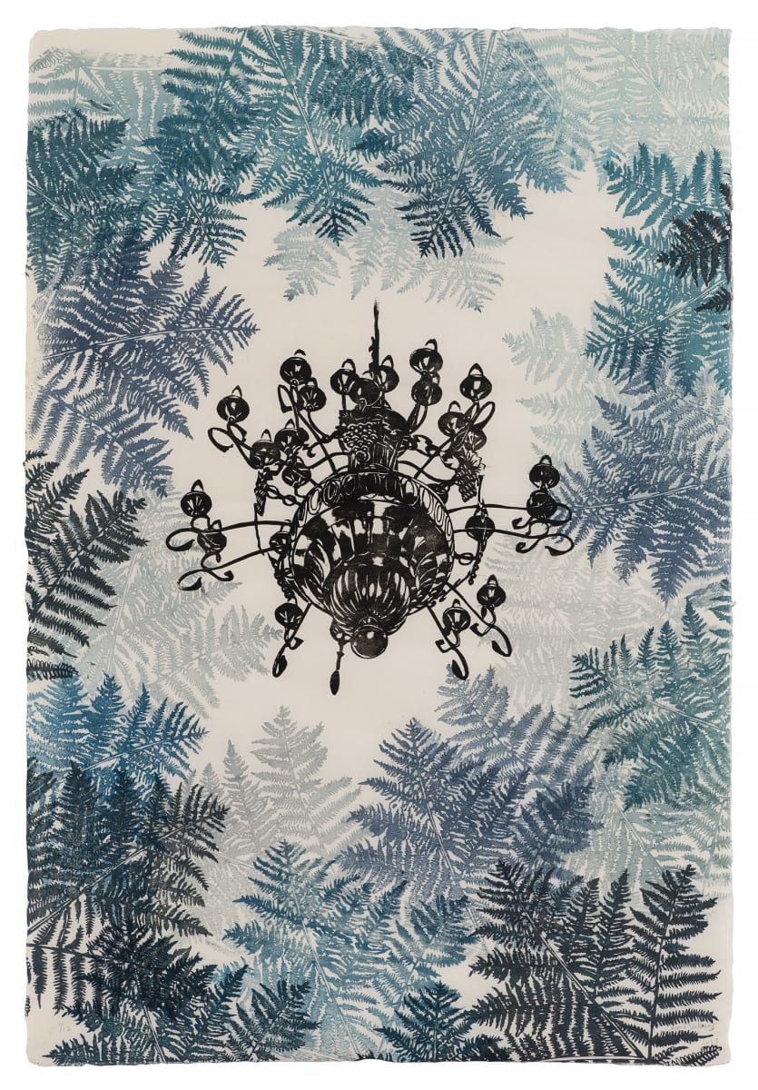 Blackout (ed 12) by April Vollmer  Image: ferns crowding out a chandelier
