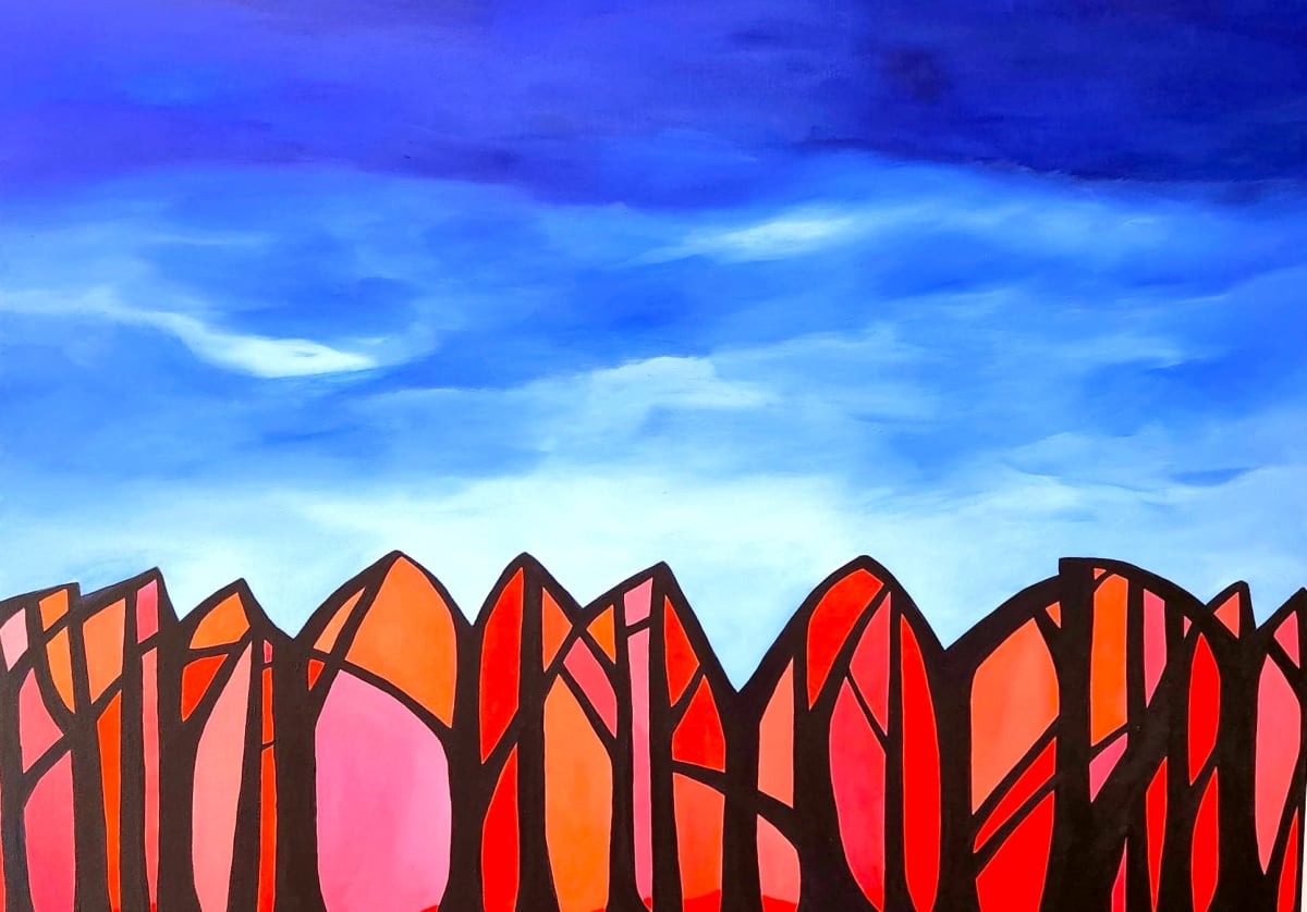 STAINED GLASS FOREST, COVID WINTER by Elaine Schab Bragg  Image: Commissioned piece