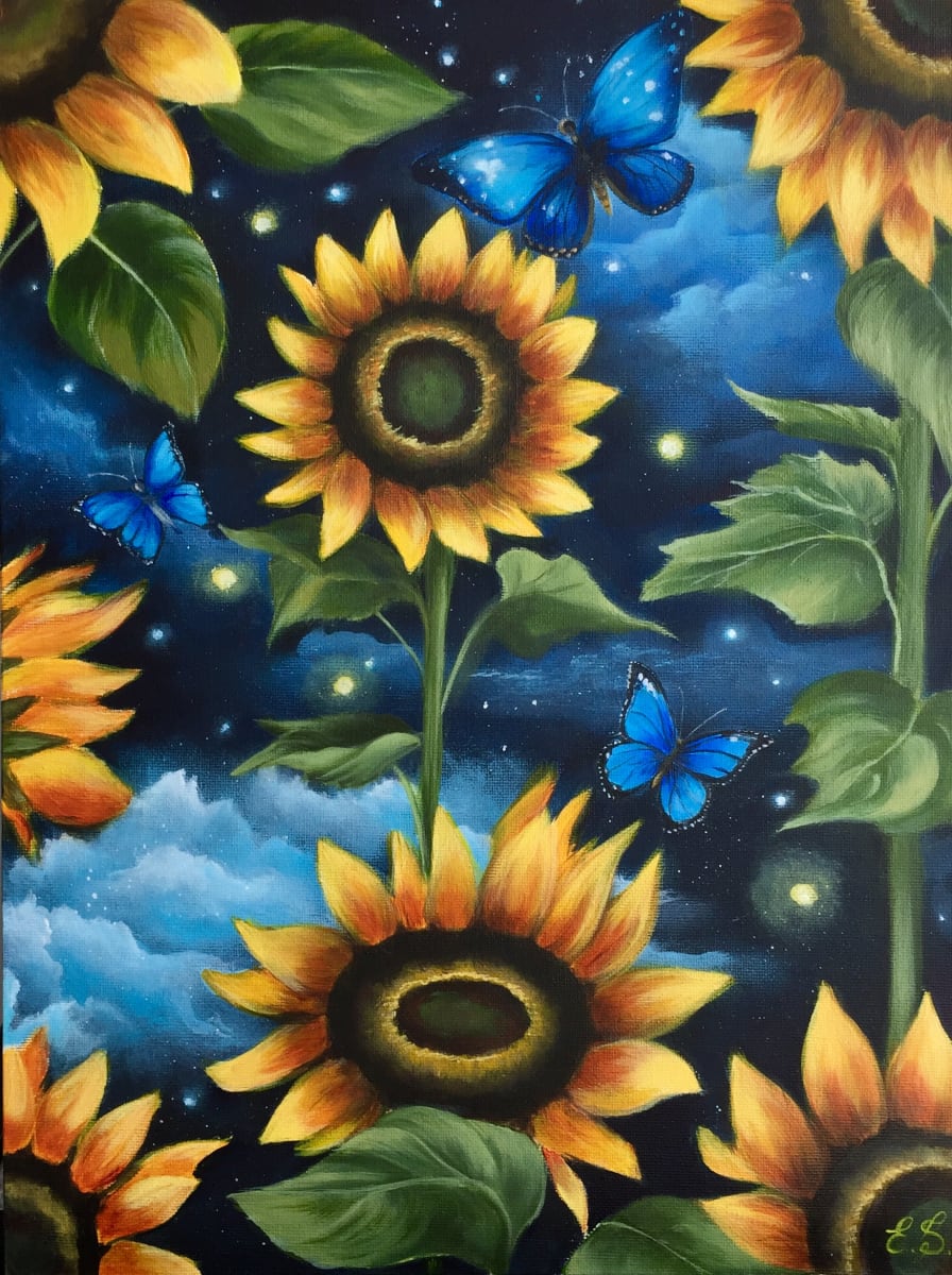 Charming Sunflowers' Lullaby by Edita Sarukhanyan  Image: Charming Sunflowers' Lullaby, acrylic on canvas board 30 x 40 cm