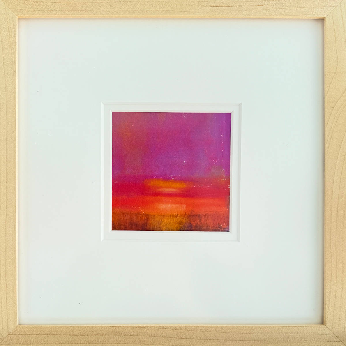 S.W. No. 5/25 by Suzanne Hughes  Image: A small, intuitive work created at home as part of my ongoing Small Works on Paper series. Created using oil pastels and beautifully framed with maple hardwood frame and a double mat.