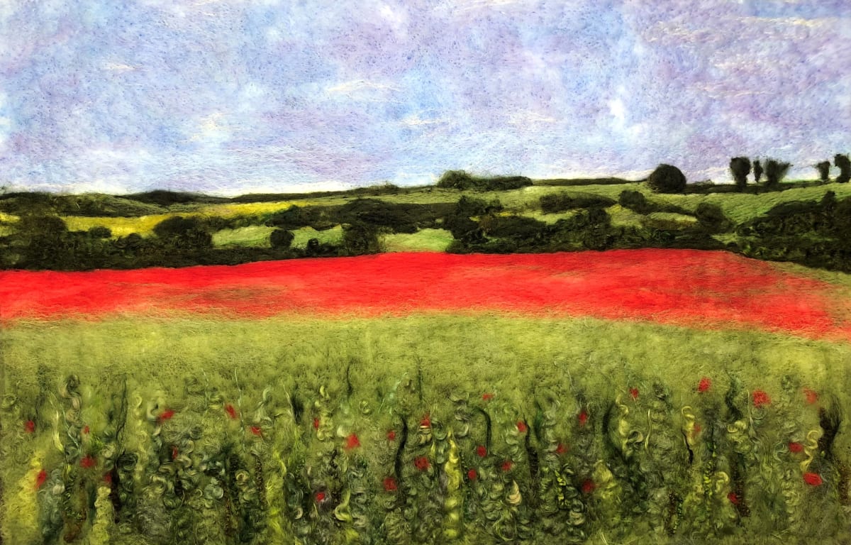 Bishopstone Poppy Field by Ushma Sargeant Art 
