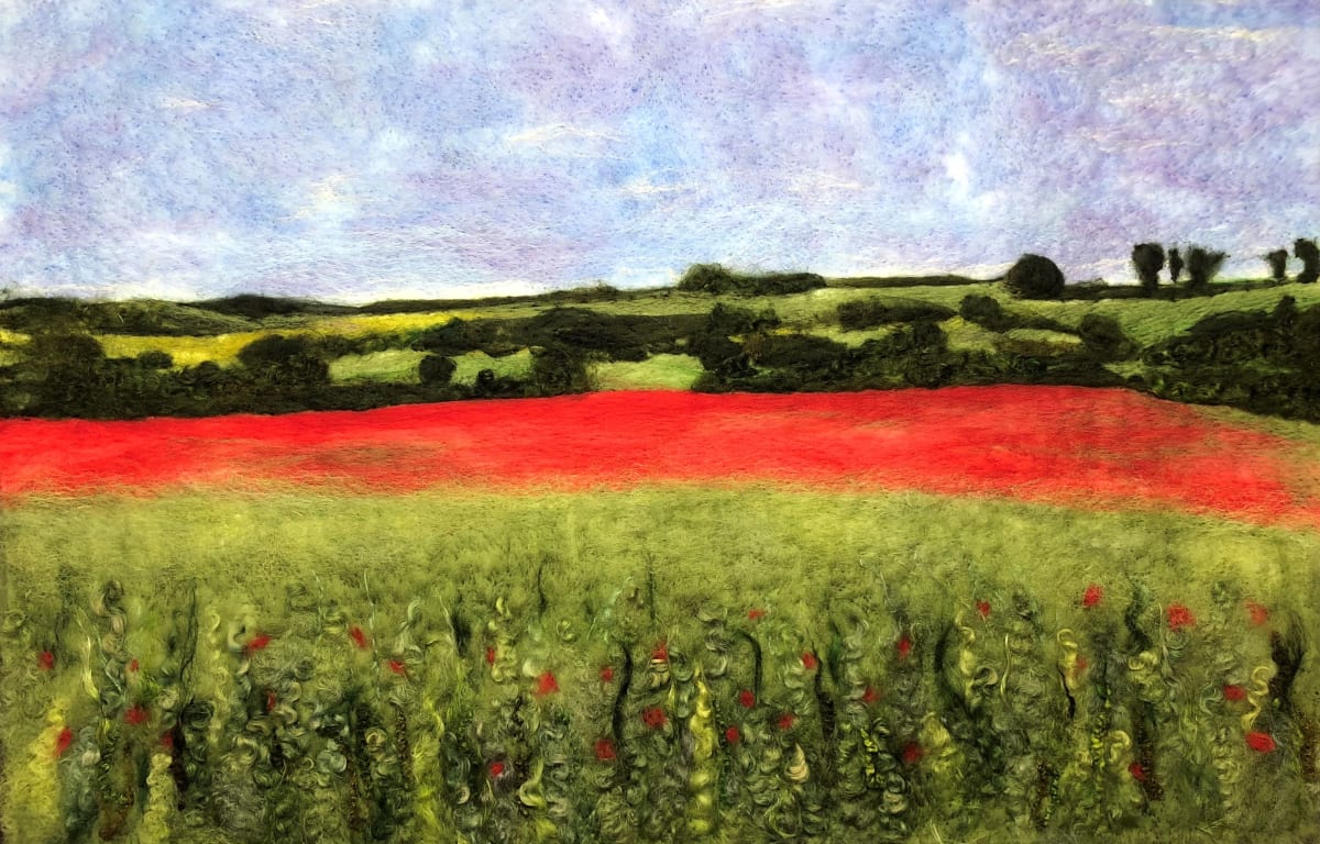 Bishopstone Poppy Field by Ushma Sargeant Art 