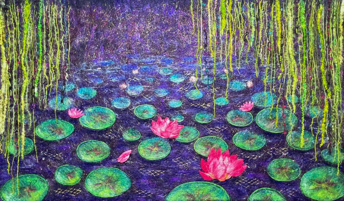 Lilies and Willow by Ushma Sargeant Art 