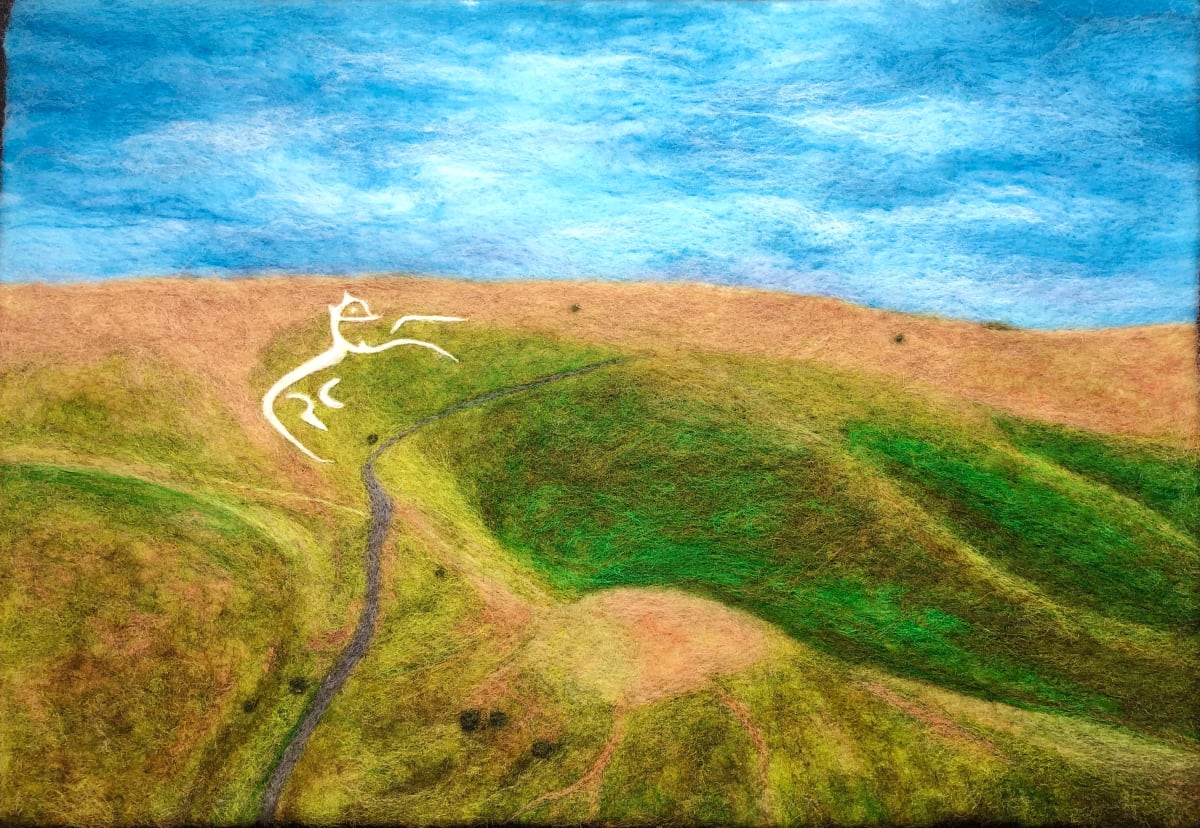 White Horse  and Dragon Hill 4 by Ushma Sargeant Art 