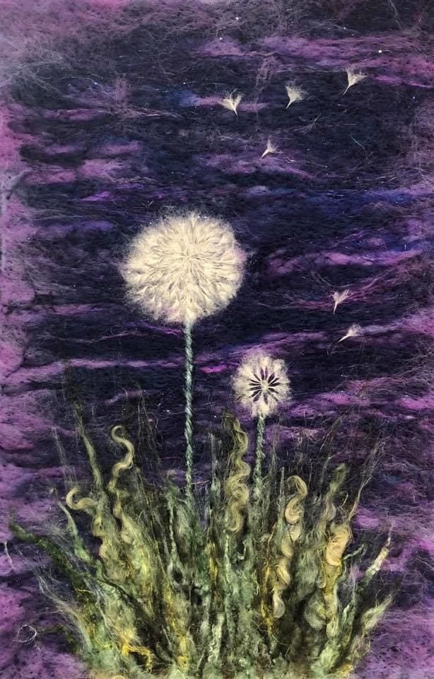 purple dandelions by Ushma Sargeant Art 