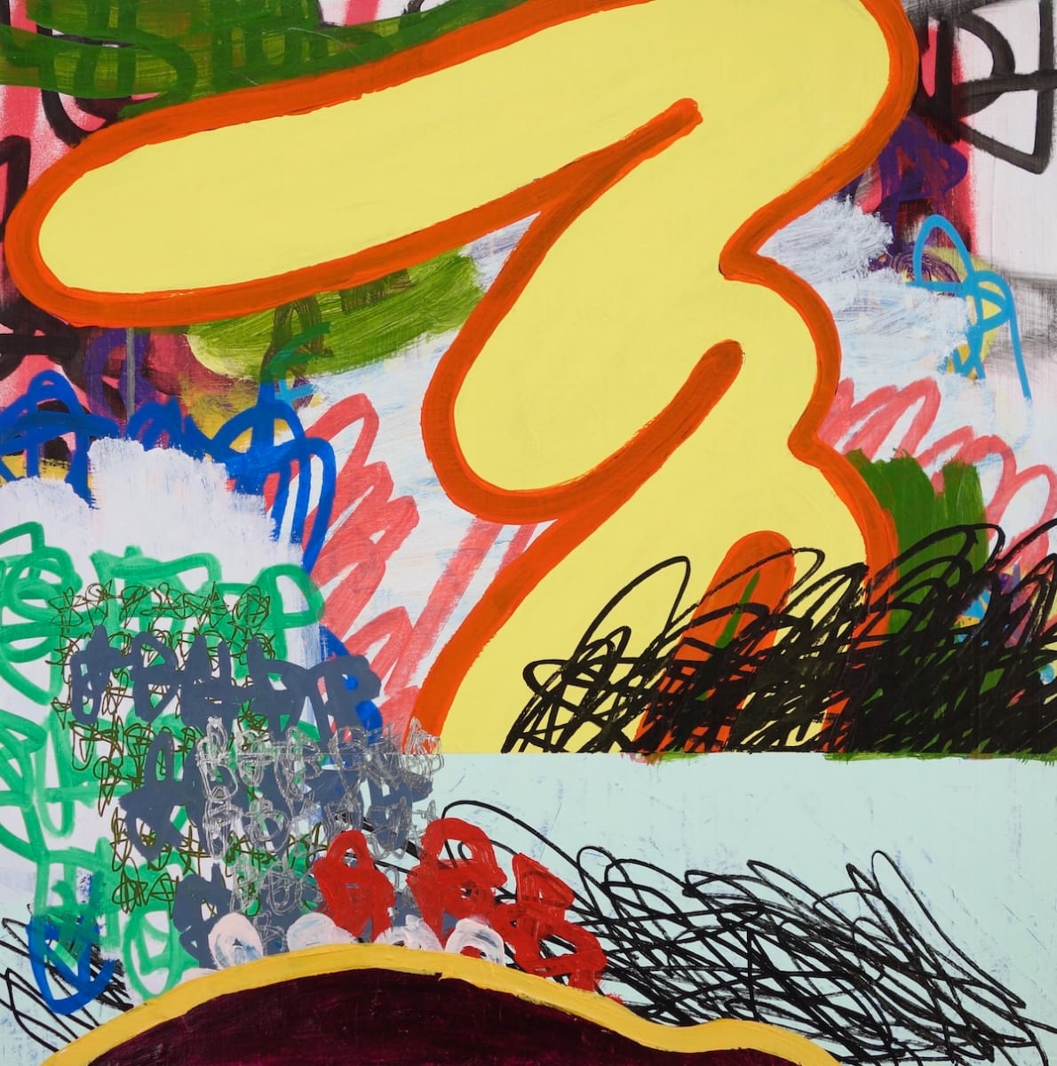 Some Kinda Something Else by Tim McFarlane  Image: Some Kinda Something Else, 2022, acrylic, acrylic marker, spray paint on panel, 24" x 24"