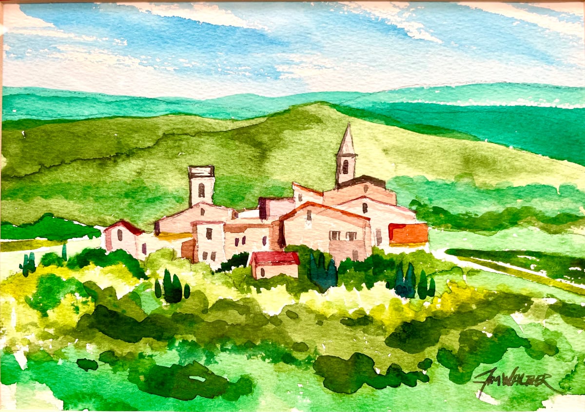 Village of Arguillers, France by Jim Walther  Image: Painted as a study for a large piece owned by the Fereres family.