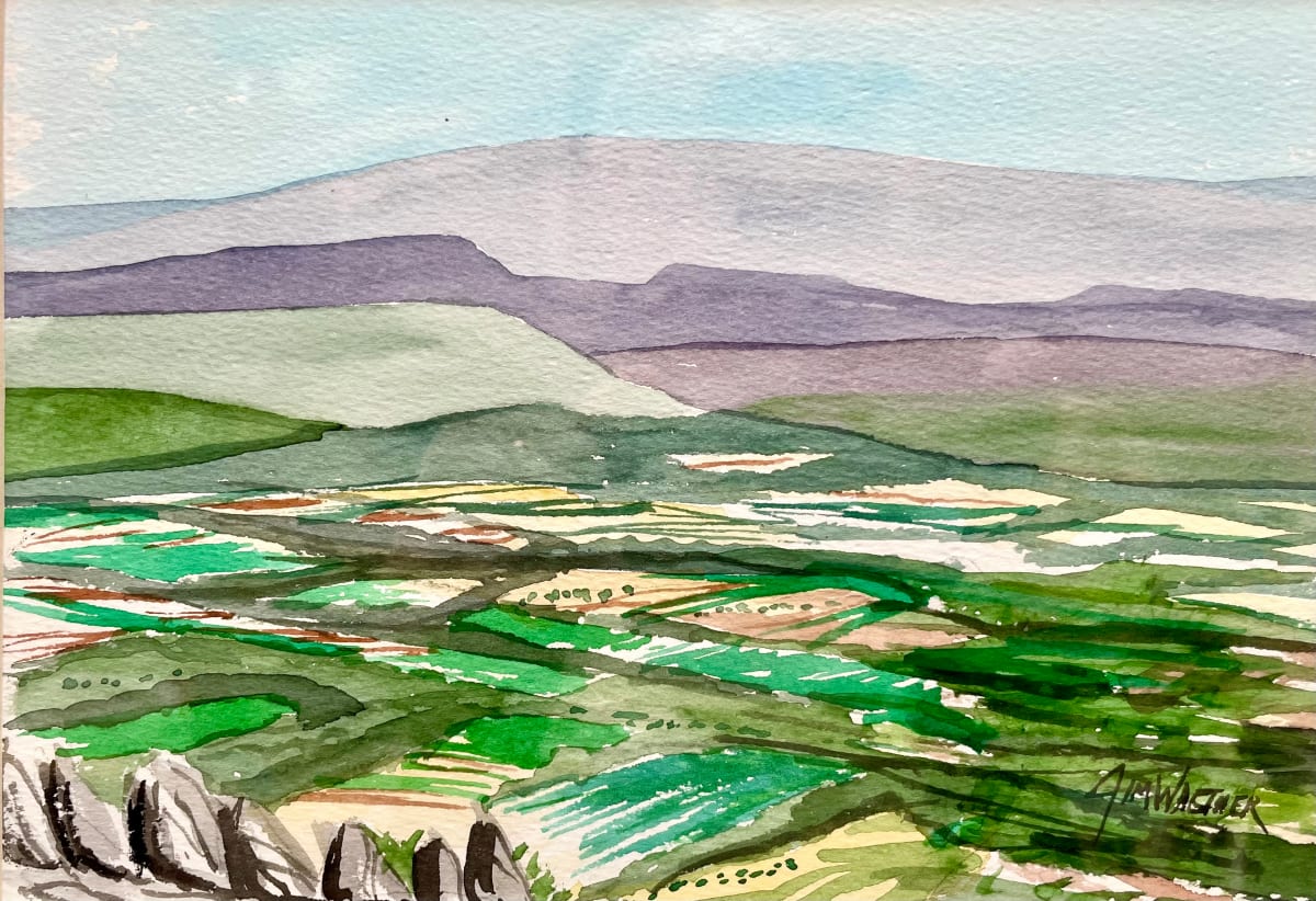Luberon View by Jim Walther  Image: A view painted on location outside of Gorda France of the Luberon valley.