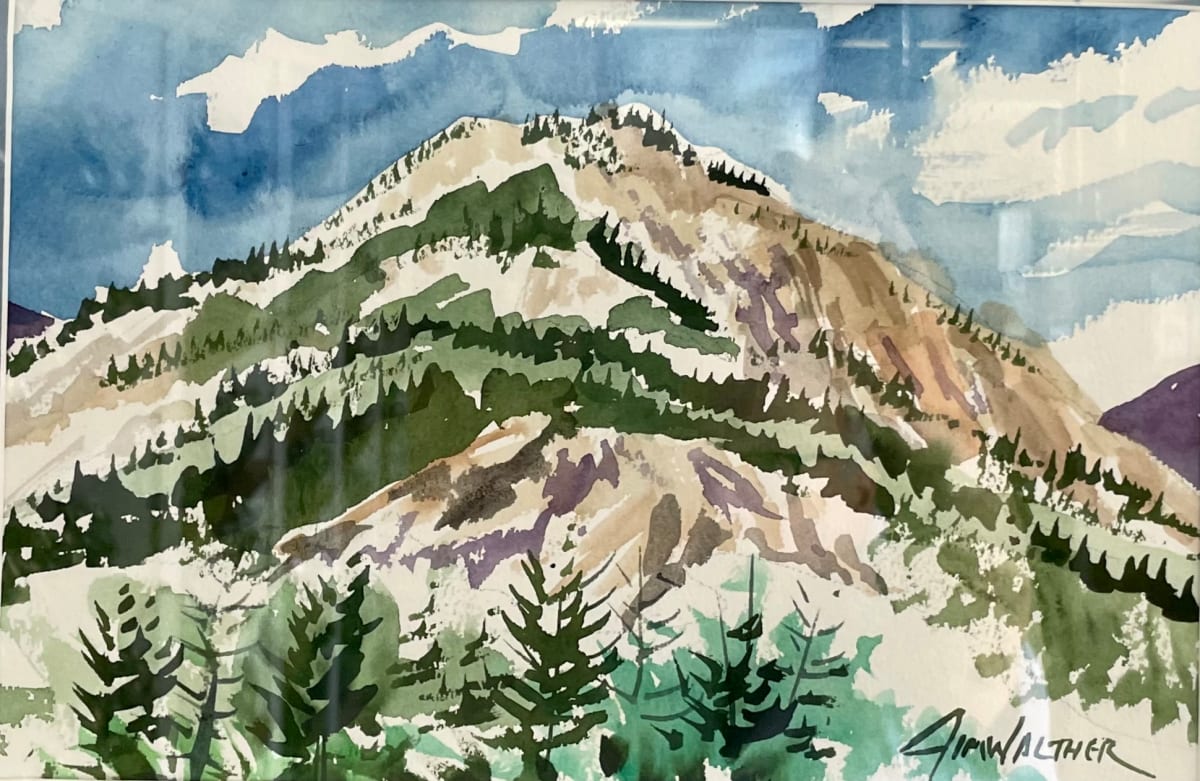 Taos Mountain by Jim Walther  Image: I painted this view  Plein Aire above Arroyo Seco, New Mexico from the tailgate of our car as Celeste was enjoying the village below. 