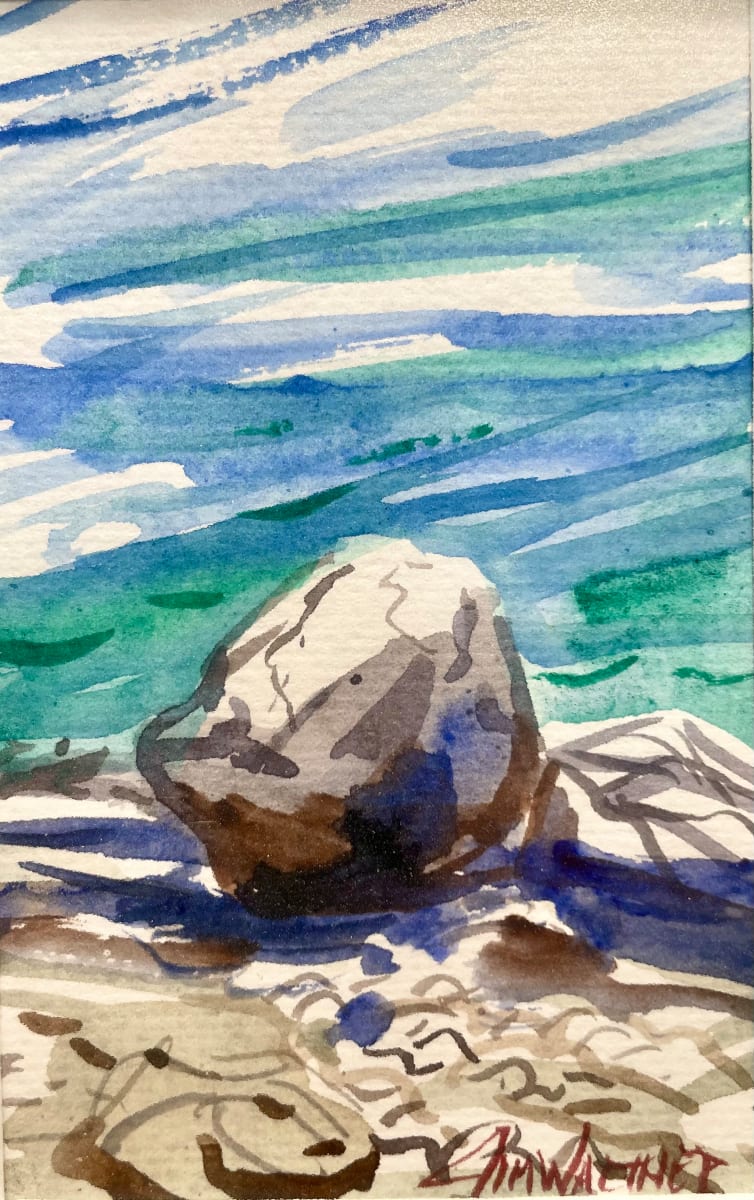 Rock at Low Tide by Jim Walther  Image: A little watercolor painted on the coast at Kennebunk, Colony Beach in front of the Old Colony Inn
