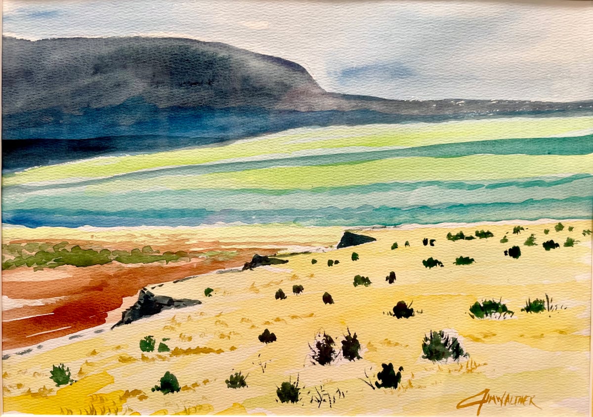 Looking Over La Bajada Hill by Jim Walther  Image: A view with Sandia Crest in the distance