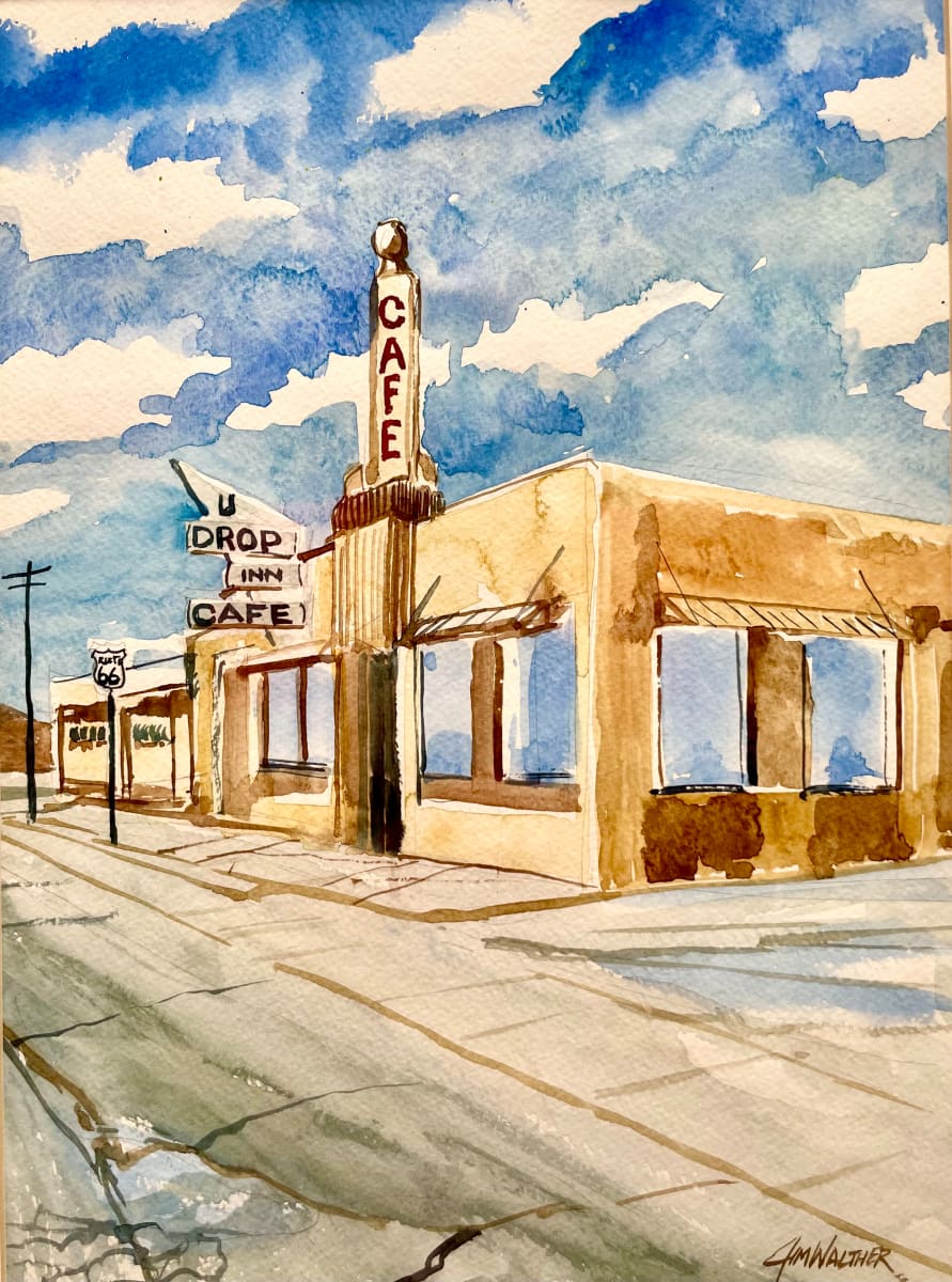 The U Drop Inn Cafe by Jim Walther  Image: An iconic structure on historic Rt. 66 in Shamrock TX. 