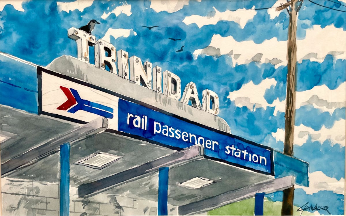 No Problem Mon... by Jim Walther  Image: This painting is titled as a tonuge-in-cheek name for the Rastafarian Jamaican sense of the name. This is a painting of the Amtrak Station in this small, vibrant town just over Raton Pass from NM.