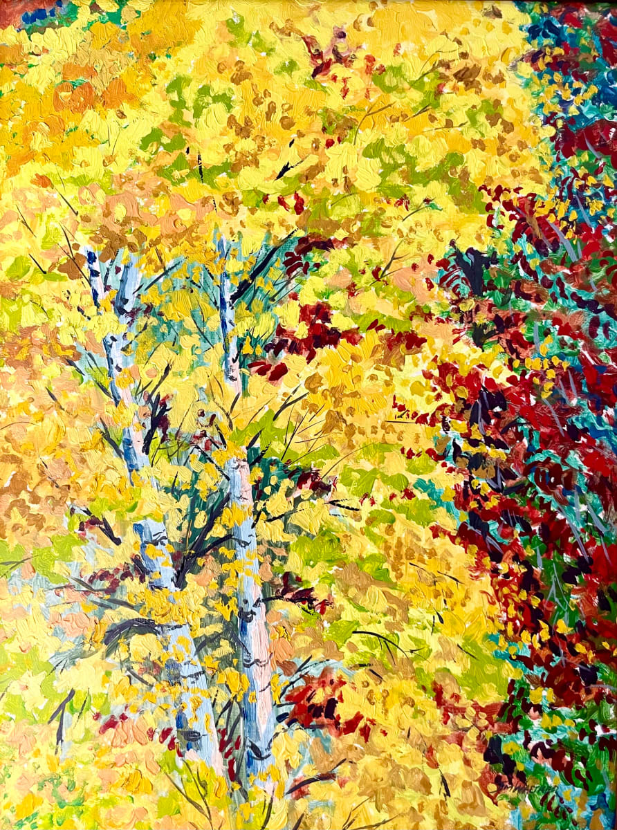 Birch and Sweetgum by Jim Walther  Image: Painted after a long hike in Kanawha State Forest.