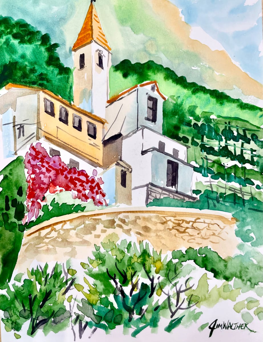 Positano View by Jim Walther  Image: Painted on location on Amalfie Coast of Italy