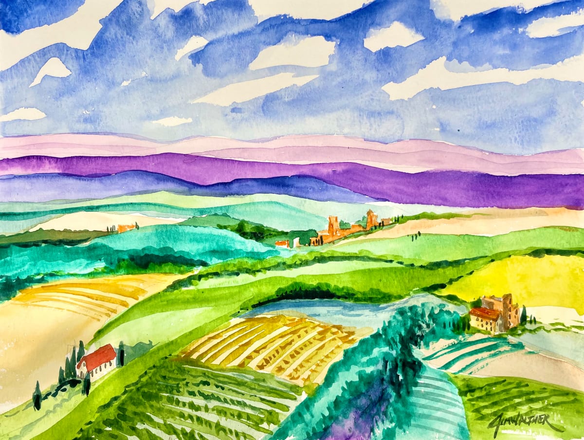 Looking Out from Montepulicano, italy by Jim Walther  Image: Painted in Tuscany on travel