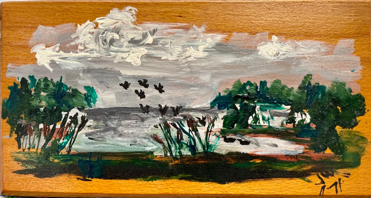 Ducks by Jim Walther  Image: A very early acrylic painting on maple scrap wood