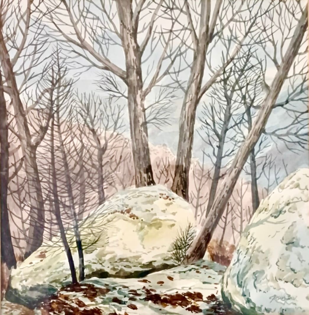 They Guard the Ridgelines by Jim Walther  Image: Painted in central West Virginia on an early spring day.