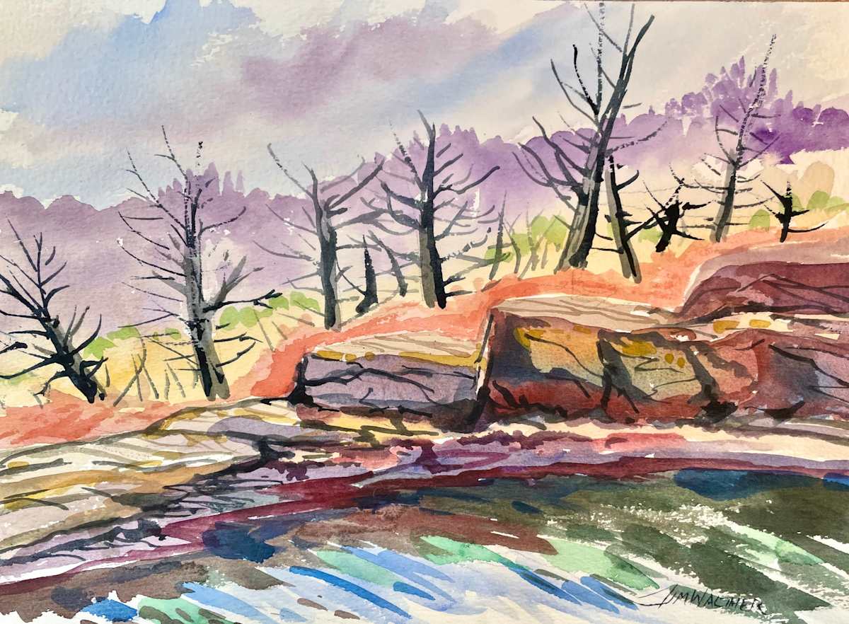 Carlito Springs Pool by Jim Walther  Image: High on the south facing wall of Tijeras Canyon is Carlito Springs with lovely water pools cascading down into the canyon below.