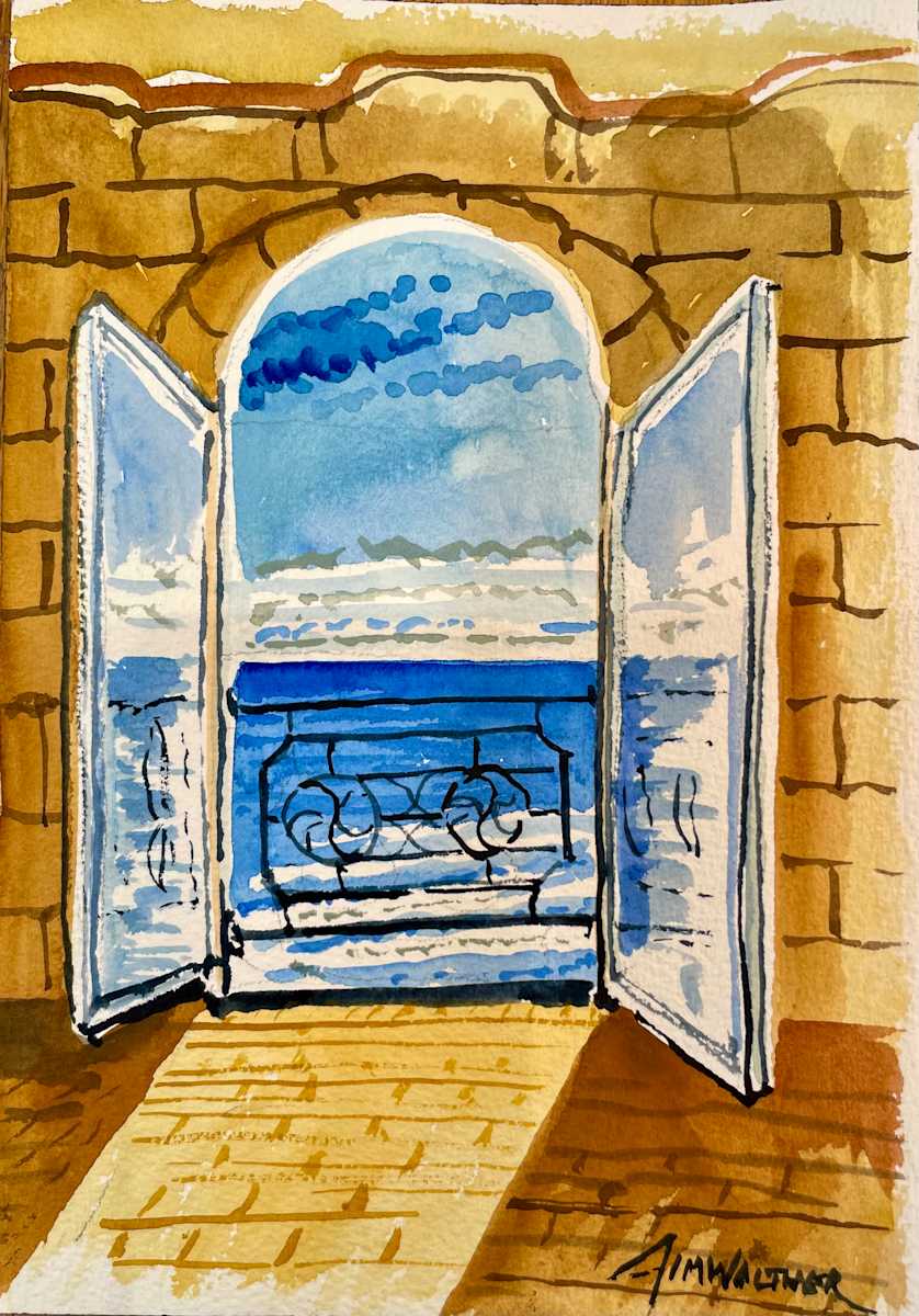 Rapallo and the Sea by Jim Walther  Image: A little study for a larger oil of the Mediterranean Sea at Rapallo Italy.