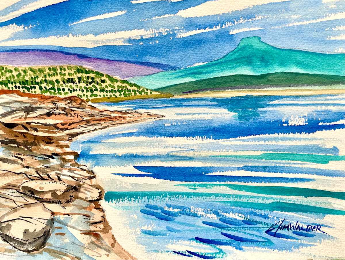 Pedernal Across the Lake by Jim Walther  Image: A view of Cerro Pedernal across Abiquiqi Lake near Ghost Ranch in New Mexico. Georgia painted this scene.