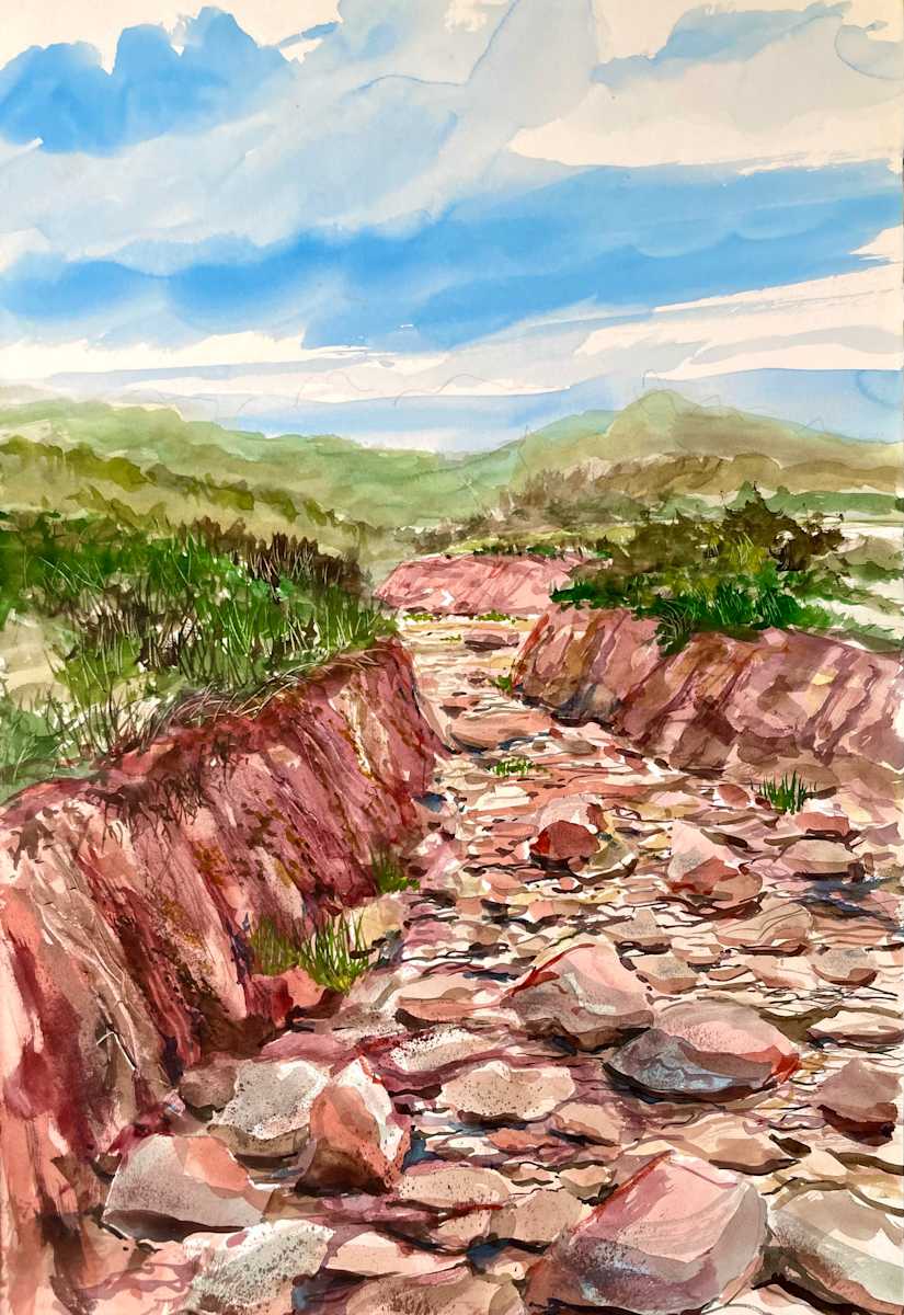 Arroyo by Jim Walther  Image: This is an interesting painting because when I made it, I had not yet visited the Southwestern US. Must have been worrking from a photograph. 