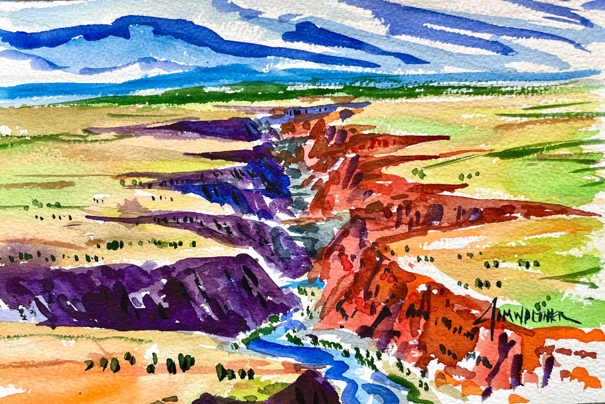 Rio Grande del Norte #4 by Jim Walther  Image: Painted from my car on the highway overlooking the Taos Gorge.