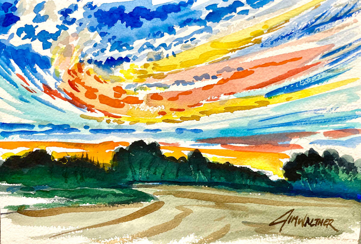 Sky over 4 Hills by Jim Walther  Image: Painted out in front of my studio.