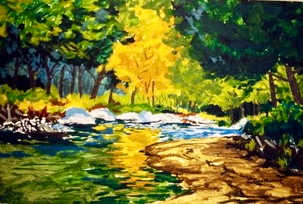 Fall on Wiseman Run by Jim Walther  Image: These paintings are from way back and were on slides that were not as good as images.