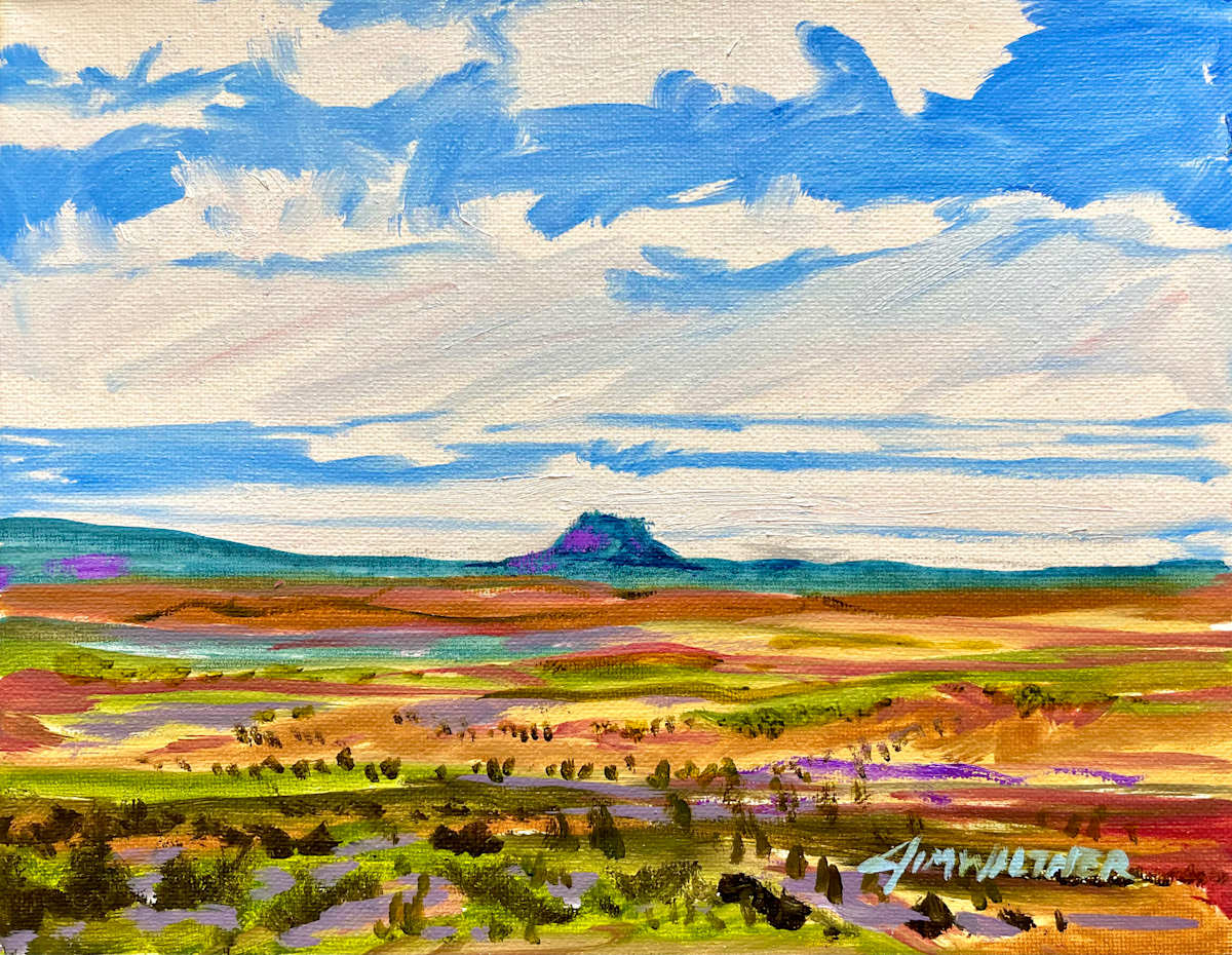 Cabezon Horizon by Jim Walther  Image: We saw Cabezon Peak, a prominent geologic volcanic neck from the Turquoise Trail in New Mexico and stopped to photographic on the horizon. 