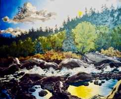 The Dying Sun by Jim Walther  Image: Painted sunset mountain view of The Big Sandy in Preston Co. WV.