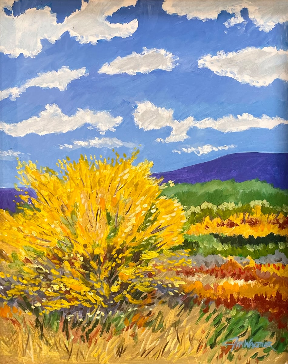 Chamisa in October by Jim Walther  Image: Fall view behind Sandia Crest