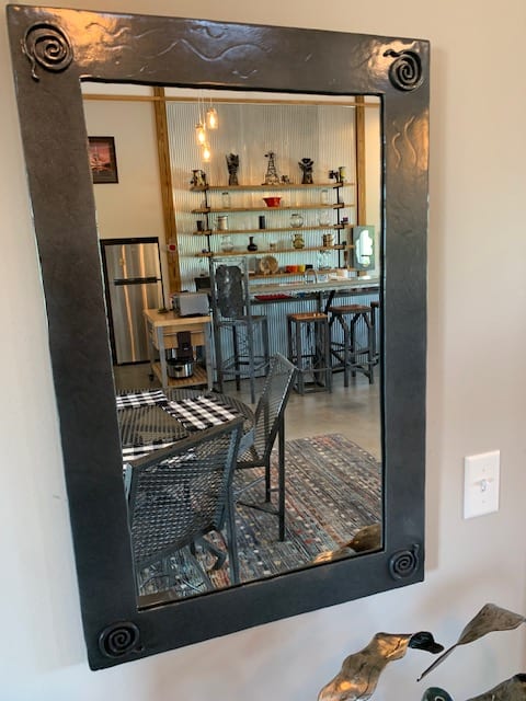 Spiral Decorative Gray Rectangle Mirror by Dick Bixler 