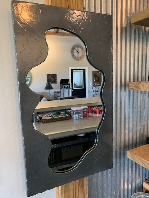 Grey Abstract Shape Mirror by Dick Bixler 