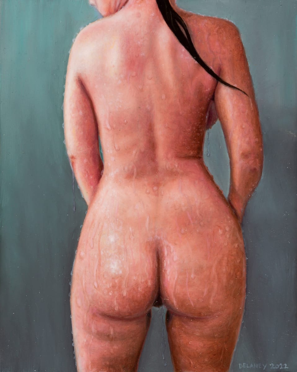 Nude in Shower Dorsal View by Richard Michael Delaney 