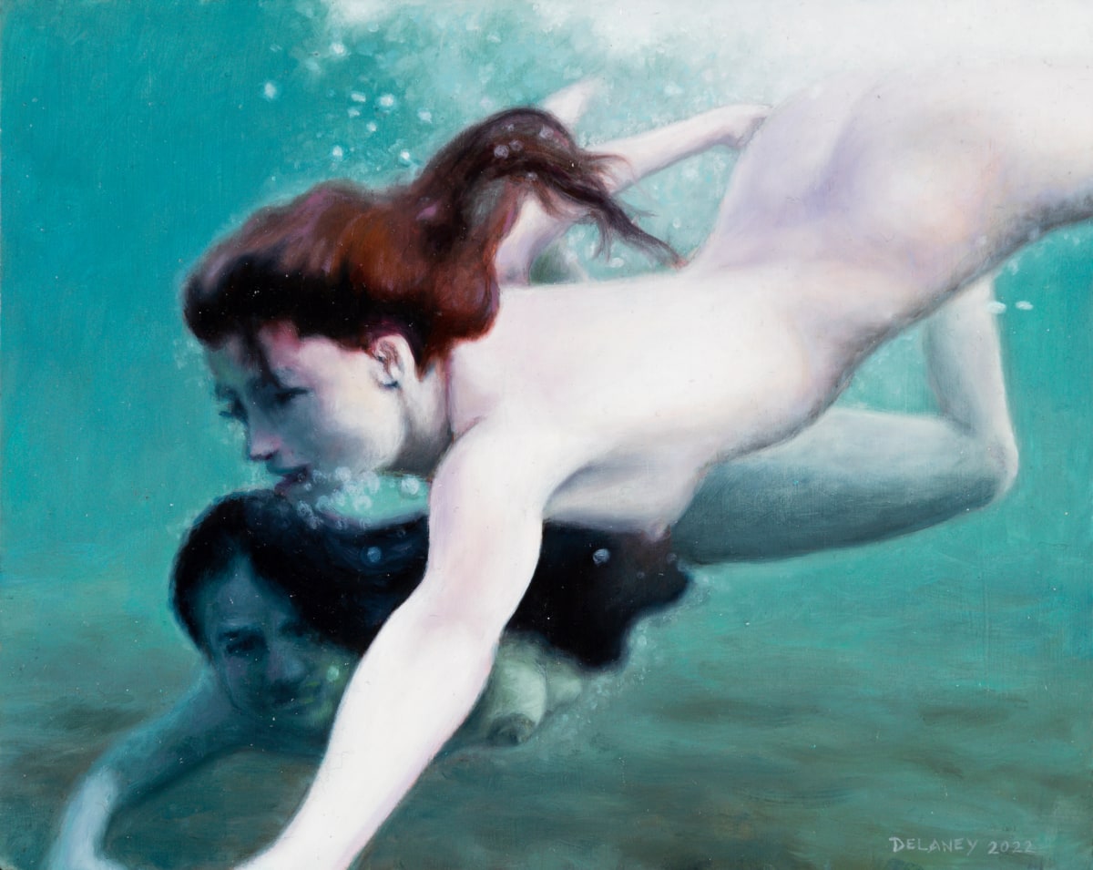 Nude Women Swimming Underwater by Richard Michael Delaney 