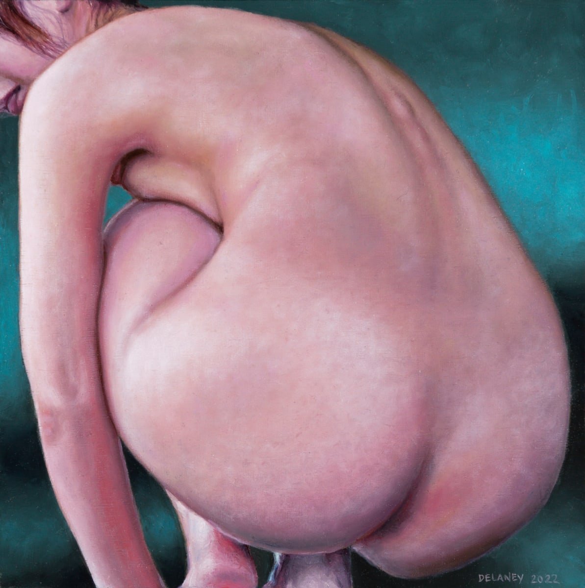 Squatting Nude Dorsal View by Richard Michael Delaney 