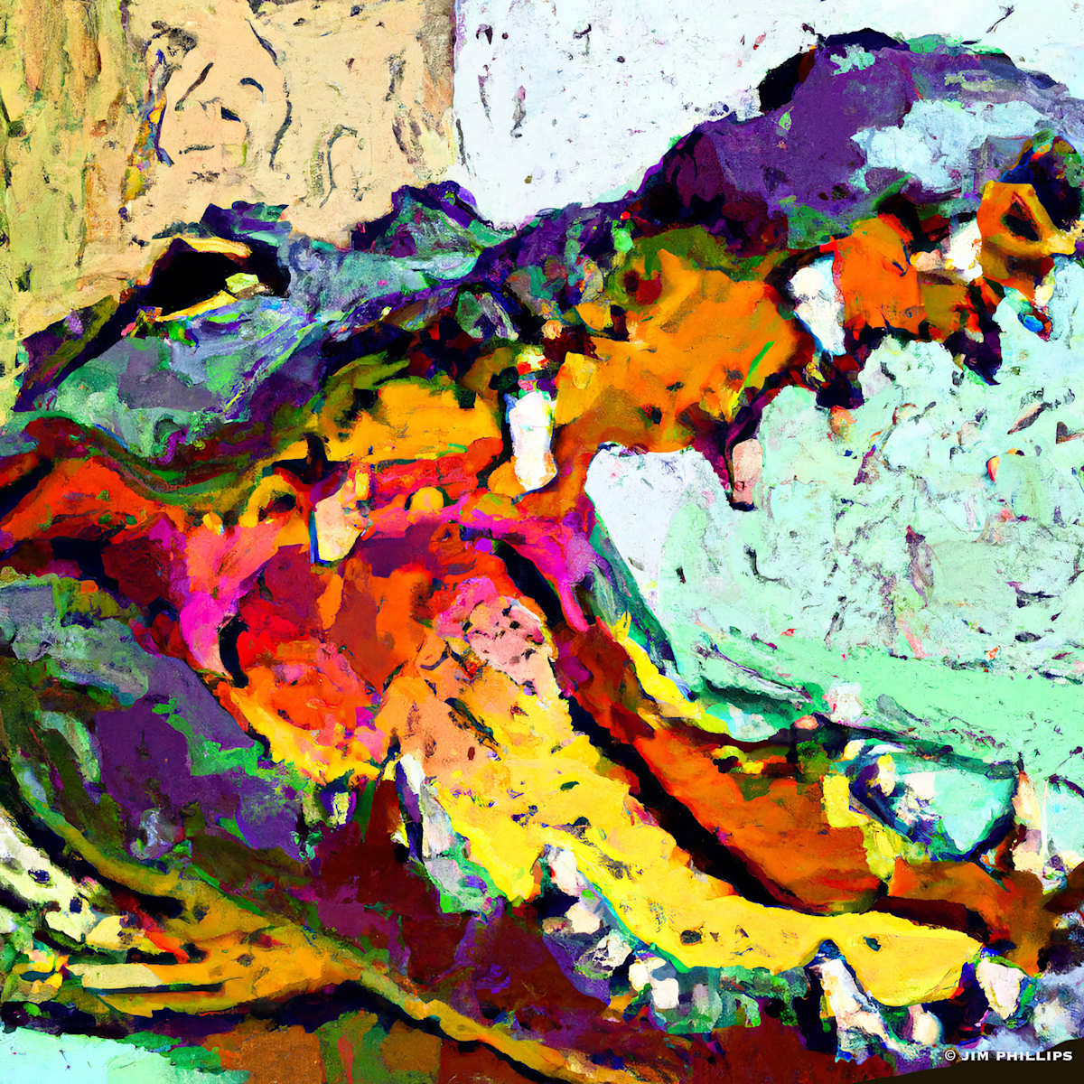 Impressionistic Alligator 011 by Jim Phillips, Image 1.